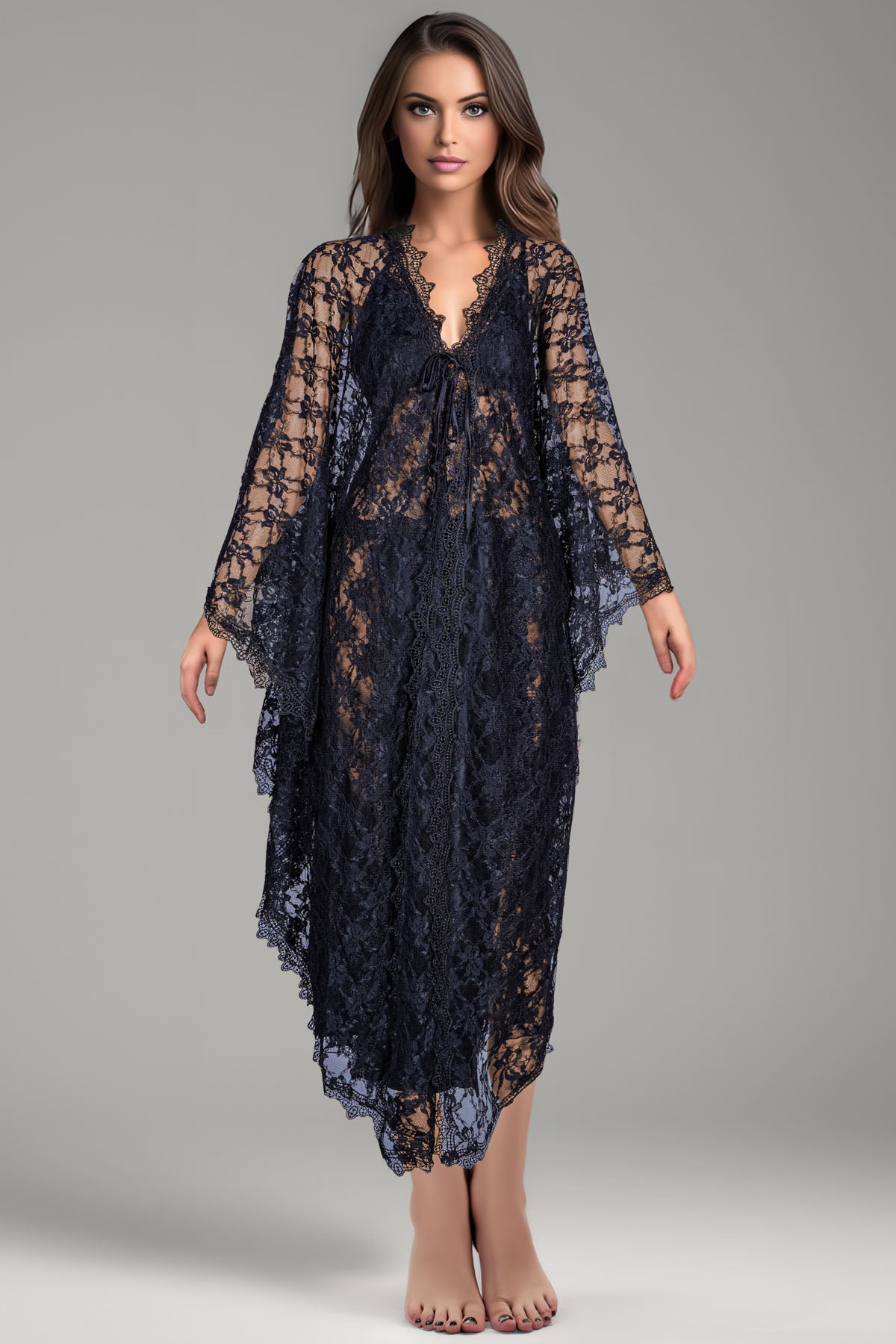 Lace Nighty - Black - Image 3